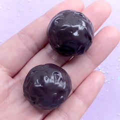 CLEARANCE Chocolate Truffle Cabochons | Faux Chocolate Embellishments | Kawaii Food Jewelry DIY | Resin Decoden Pieces (2 pcs / Dark Brown / 27mm x 20mm)