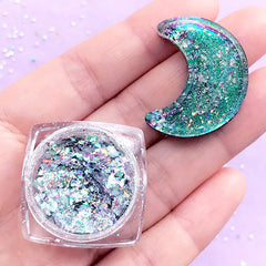 Iridescent Chameleon Pigment Flakes | Magical Galaxy Shifting Color | Chrome Mirror Pigment | Resin Art Supplies (0.2 gram / Green)