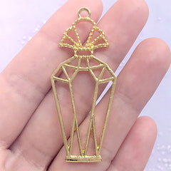 Eau de Cologne Open Bezel Pendant | Perfume Deco Frame for UV Resin Filling | Kawaii Jewelry Making (1 piece / Gold / 23mm x 52mm)
