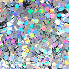 Holographic Round Circle Dot Glitter Sprinkles | Glittery Confetti | Holo Embellishments | Resin Fillers (AB Silver / 4mm / 5 grams)