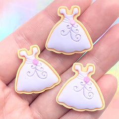 Miniature Food Cabochons | Dollhouse Sugar Cookie in Dress Shape | Kawaii Sweets Deco | Doll Food Craft (3 pcs / 23mm x 23mm)