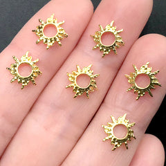 Mini Sun Embellishments for Nail Art | Metal Resin Inclusions | Resin Jewelry DIY Supplies (6 pcs / 10mm x 11mm)