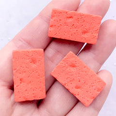 Miniature Ham Cabochons | Fake Luncheon Meat | Doll Food Supplies | Kawaii Decoden Embellishments (3 pcs / 16mm x 26mm)