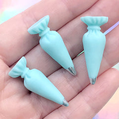 Miniature Piping Bag | Dollhouse Pastry Bags | Kawaii Decoden Cabochon | 3D Resin Embellishment | Mini Food Craft Supplies (3 pcs / Blue / 12mm x 31mm)