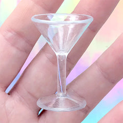 Miniature Martini Glasses | Dollhouse Cocktail Glass | Small Plastic Cups for Doll House Food Craft (4 pcs / Clear / 26mm x 38mm)
