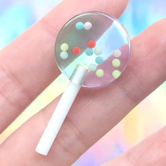 Faux Sprinkle Lollipop Candy Cabochon | Kawaii Decoden Embellishment | Fake Food Jewellery DIY (1 piece / Green & Purple / 19mm x 39mm)