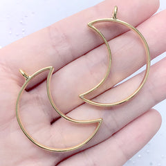 Moon Open Bezel Charm for UV Resin Jewellery Making | Kawaii Deco Frame for Resin Filling (2 pcs / Gold / 25mm x 38mm)