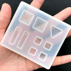 Pyramid and Cube Soft Mold (9 Cavity) | Rectangular Bar Silicone Mold | Triangle Clear Mold | Square Mold | Geometry Mold | UV Resin Mould