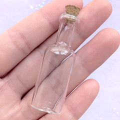 Miniature Wine Bottle | Dollhouse Glass Bottle | Mini Glass Jar | Terrarium Jewellery DIY (1 piece / 17mm x 50mm)