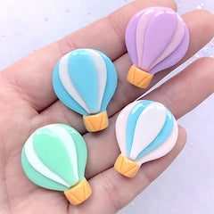 Hot Air Balloon Cabochons | Pastel Resin Embellishments | Decoden Pieces | Kawaii Jewelry Supplies (4 pcs / Mix / 23mm x 29mm)