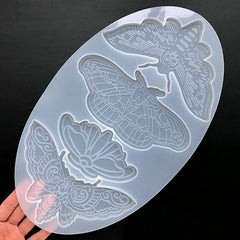 Filigree Butterfly and Moth Coaster Silicone Mold Assortment (4 Cavity) | Large Insect Mold | Resin Craft Supplies