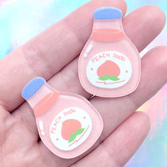 Peach Soda Acrylic Cabochon with Glitter | Kawaii Hair Bow Center | Decoden Embellishment | Scrapbook Supplies (2 pcs / 24mm x 34mm)