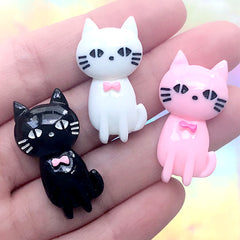 Cat Resin Cabochons | Cute Animal Embellishments | Kawaii Jewellery DIY | Decoden Supplies (3 pcs / Mix / 18mm x 31mm)