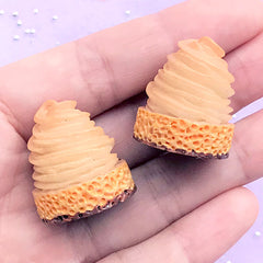 3D Chestnut Cake Cabochon | Kawaii Decoden Cabochons | Faux Sweets Deco | Dessert Embellishments | Mini Food Jewelry DIY (2 pcs)
