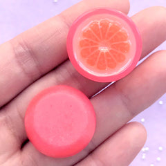 Grapefruit Decoden Cabochons | Kawaii Sweet Deco | Fake Food Embellishment | Phone Case Decoration (2 pcs / Coral Pink / 26mm)
