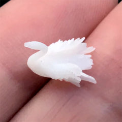 Dollhouse Bird Embellishment for Resin Crafts | Miniature Animal | 3D Swan Resin Inclusion | Resin Jewellery DIY (2 pcs / 11mm x 10mm)