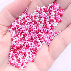 Dollhouse Bubblegum | Miniature Gumball | Faux Sugar Pearl Toppings | Fake Dragee Sprinkles | Doll Food Making (Red Pink White / 7g)