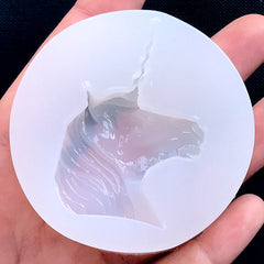 Unicorn Head Mold | Mythical Creature Silicone Mold for UV Resin | Kawaii Decoden Cabochon DIY | Magical Girl Mold (37mm x 50mm)