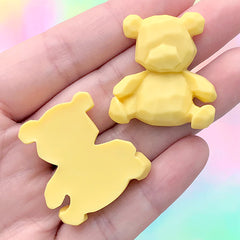 Kawaii Bear Cabochon | Animal Embellishment | Decoden Phone Case DIY (2 pcs / Yellow / 28mm x 30mm)