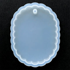 Large Scalloped Oval Pendant Silicone Mold | Big Oval Charm Mold | Epoxy Resin Jewellery Supplies | Soft Clear Mould for UV Resin (59mm x 80mm)