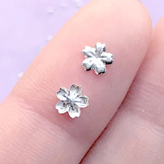 Cherry Blossom Floral Resin Inclusions | Mini Sakura Embellishment for UV Resin Craft | Flower Floating Charm (10 pcs / 5mm / Silver)