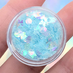 Iridescent Butterfly Confetti Glitter Mix | Aurora Borealis Glitter Dust | Resin Inclusion | Nail Art Supplies (Sky Blue / 2 grams)