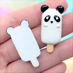 Panda Cakesicle Cabochons | Miniature Sweet Embellishment | Kawaii Food Jewelry DIY | Decoden Supplies (2 pcs / 17mm x 34mm)