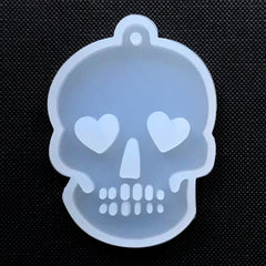 Skull with Heart Eye Silicone Mold | Halloween Jewelry Making | Clear Mold for UV Resin | Epoxy Resin Mould (39mm x 55mm)