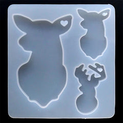 Deer Head Silicone Mold (3 Cavity) | Animal Charm Mould | Resin Jewelry Making | Resin Art Supplies