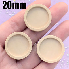 20mm Wooden Bezel for UV Resin Filling | Round Cabochon Tray | Cameo Setting | Resin Wood Jewelry DIY (3 pcs / 20mm / Raw Color)