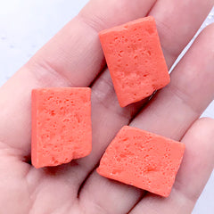 Luncheon Meat Cabochons | Miniature Ham Embellishment | Fake Food Decoration | Kawaii Decoden Supplies (3 pcs / 15mm x 21mm)