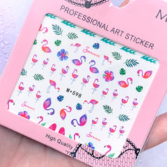 Flamingo Water Transfer Decal Sheet | Embellishments for Resin Craft | Summer Nail Designs