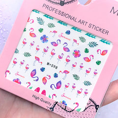 Flamingo Water Transfer Decal Sheet | Embellishments for Resin Craft | Summer Nail Designs