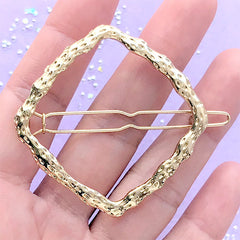 Large Square Open Bezel Hair Clip | Geometry Deco Frame | Kawaii UV Resin Jewellery Making | Hair Findings (1 piece / Gold / 50mm x 50mm)
