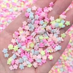 Pastel Sakura Polymer Clay Slices | Cherry Blossom Embellishments | Floral Shaker Charm Bits | Kawaii Jewelry Supplies (5 grams)