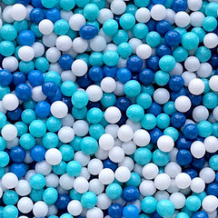 Miniature Dragee Sprinkles | Dollhouse Bubblegum for Doll Food DIY | Fake Sugar Pearl Toppings | Faux Gumball Candy (Blue White / 7g)