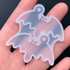 Bat Silicone Mold (2 Cavity) for Resin Jewelry Making | Halloween Pendant Mould | Dangle Earrings DIY (45mm x 30mm)