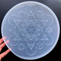 Magic Circle Crystal Grid Silicone Mold for Resin Craft | Hexagram Sacred Geometry Board Mould | Healing Altar DIY (240mm)