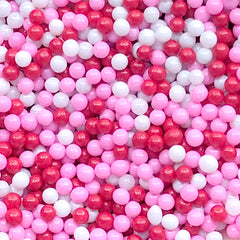 Dollhouse Bubblegum | Miniature Gumball | Faux Sugar Pearl Toppings | Fake Dragee Sprinkles | Doll Food Making (Red Pink White / 7g)