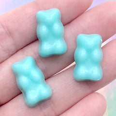 Faux Gummy Candy | Fake Bear Candies | Kawaii Resin Cabochons | Sweets Embellishment | Decoden Pieces (3 pcs / Blue / 12mm x 19mm)