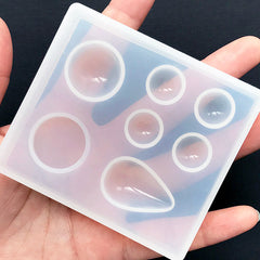 Round Dome and Teardrop Soft Mold (7 Cavity) | Flat Circle Silicone Mold | Half Sphere Mold | Clear Mould for UV Resin Jewelry DIY
