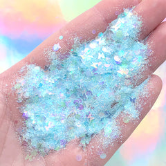 Iridescent Butterfly Confetti Glitter Mix | Aurora Borealis Glitter Dust | Resin Inclusion | Nail Art Supplies (Sky Blue / 2 grams)