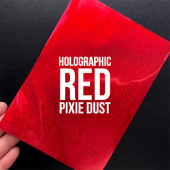 HOLOGRAPHIC RED PIXIE DUST Toner Adhesion Foil (Set of 20 pcs) | Heat Transfer Foil | Calligraphy Foiling for Resin Art (100mm x 150mm)