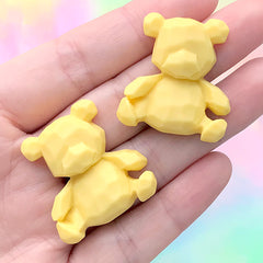 Kawaii Bear Cabochon | Animal Embellishment | Decoden Phone Case DIY (2 pcs / Yellow / 28mm x 30mm)