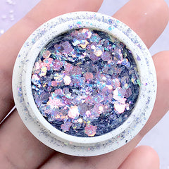 Iridescent Rainbow Glitter in Various Sizes | Holographic Hexagon Confetti Sprinkles | Holo Resin Inclusion (AB Blue Purple)