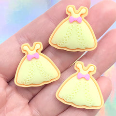 Miniature Sugar Cookie Cabochon in Princess Dress Shape | Dollhouse Sweets Deco | Mini Food Craft | Kawaii Decoden DIY (3 pcs / 24mm x 23mm)
