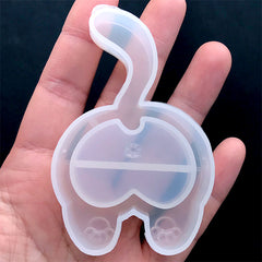 Cat Butt Shaker Charm Silicone Mold | Kawaii Kitty Butt Mold | Animal Butt Cabochon DIY | Resin Art Supplies (49mm x 74mm)