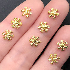 Mini Snowflake Metal Embellishments | Snow Flake Resin Inclusions | Resin Jewellery Making Supplies (8 pcs / 7mm x 6mm)