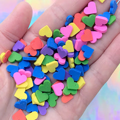 Colorful Heart Polymer Clay Slices (Big) | Table Scatter Party Decorations | Mini Embellishments (5 grams)