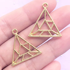 Triangle Geometric Deco Frame for UV Resin Filling | Geometry Open Bezel Pendant | Resin Jewelry Supplies (2 pcs / Gold / 24mm x 24mm)